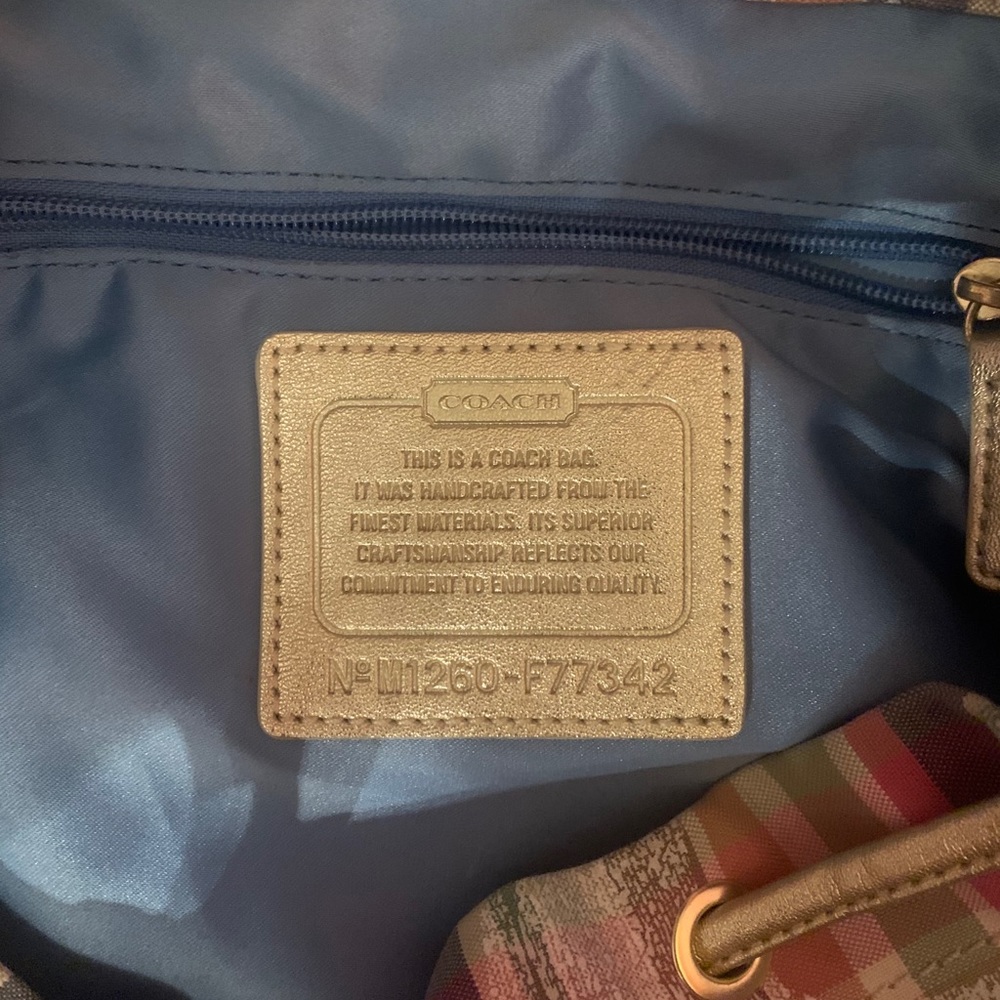 Coach flannel backpack